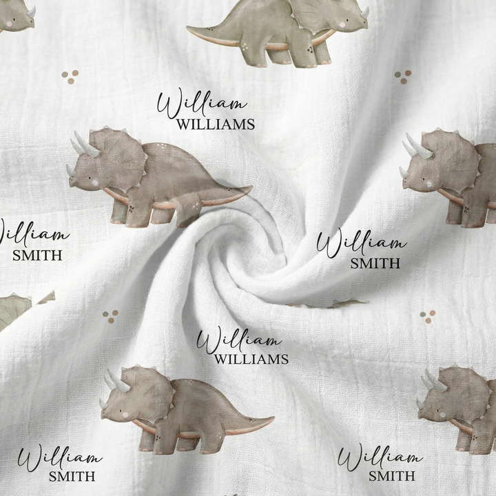 Personalised custom muslin swaddle wrap with baby name, soft breathable fabric, 120x120cm for newborns