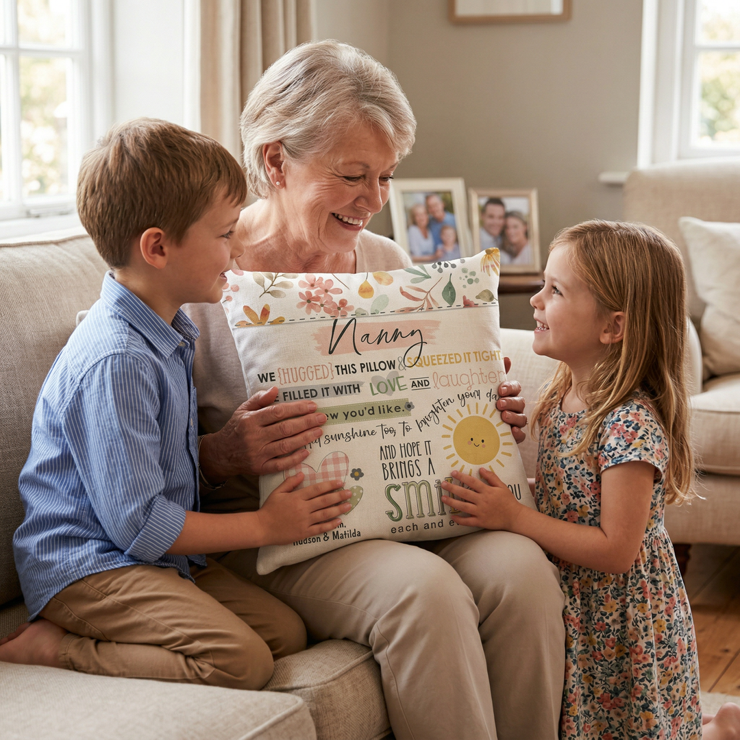 Sunshine Hugs Cushion with Insert — Personalised Mother&