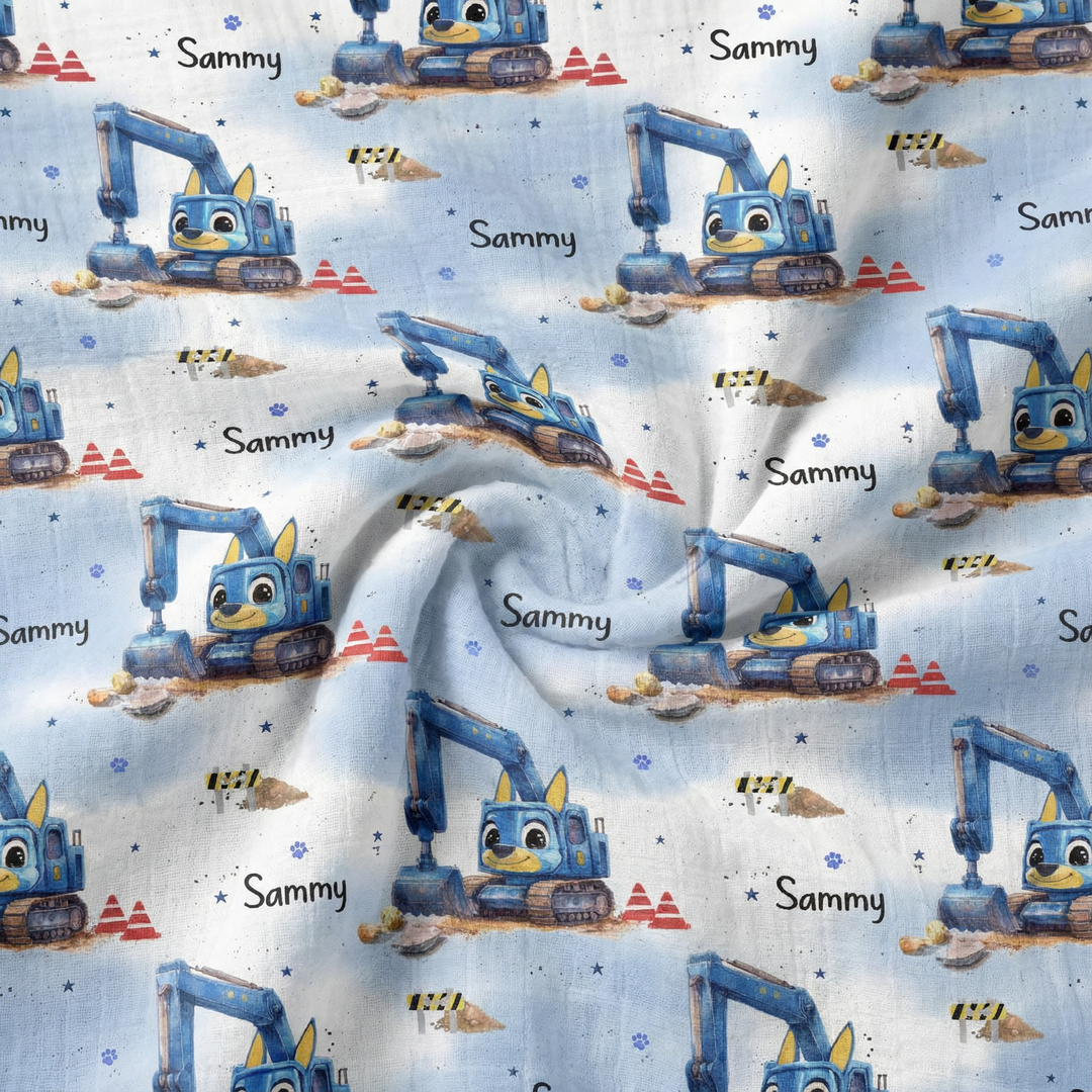 Personalised muslin swaddle wrap with baby name, soft breathable fabric, 120x120cm for newborns and babies