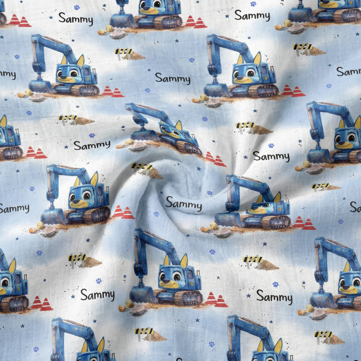 Personalised muslin swaddle wrap with baby name, soft breathable fabric, 120x120cm for newborns and babies