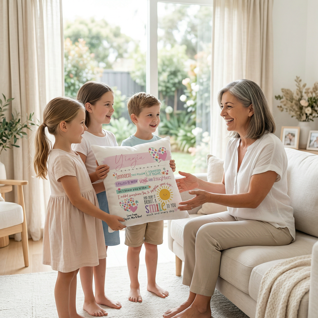 Floral Hugs Cushion with Insert — Personalised Mother&