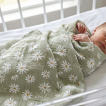 Personalised custom muslin swaddle wrap with baby name, soft breathable fabric, 120x120cm for newborns and babies
