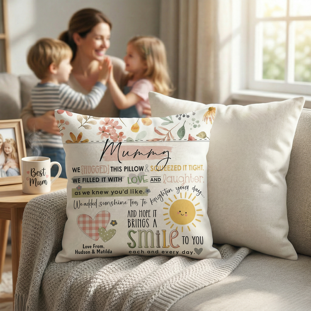 Sunshine Hugs Cushion with Insert — Personalised Mother&