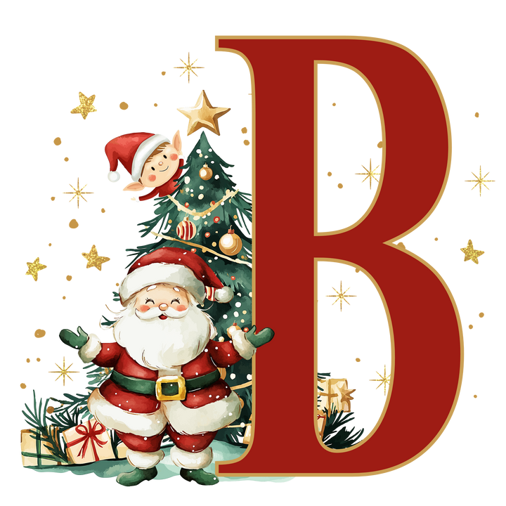 Initial Christmas Drawstring Sack - Santa Claus