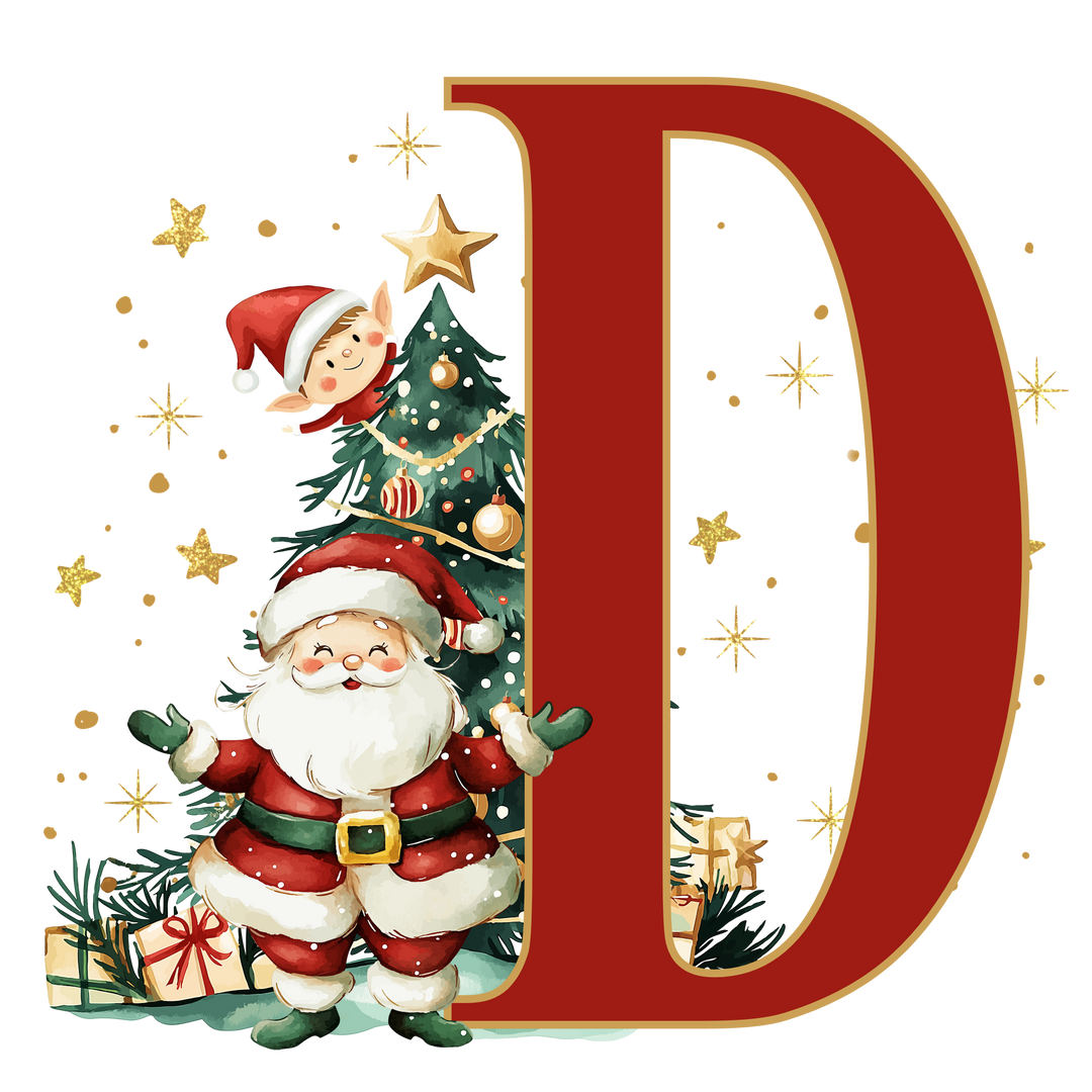 Initial Christmas Drawstring Sack - Santa Claus