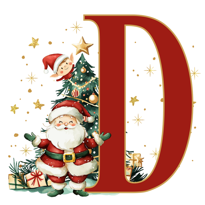 Initial Christmas Drawstring Sack - Santa Claus