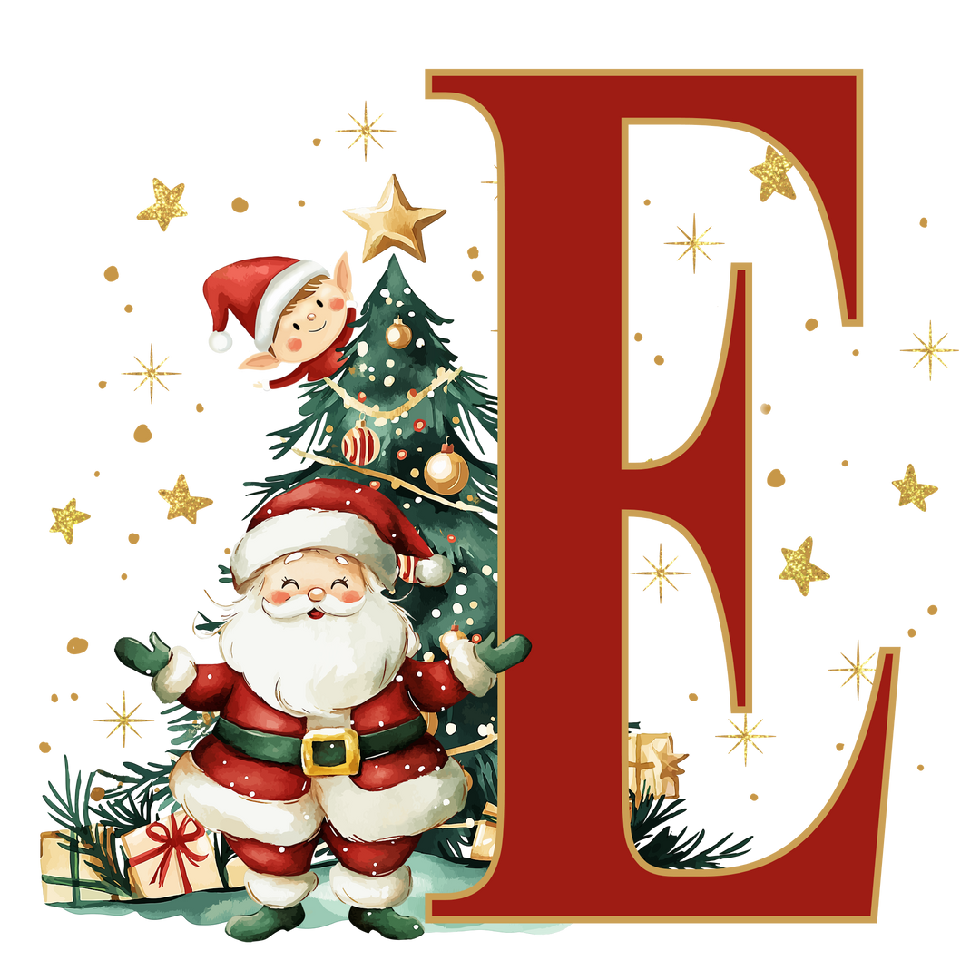 Initial Christmas Drawstring Sack - Santa Claus