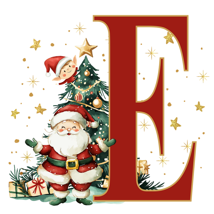 Initial Christmas Drawstring Sack - Santa Claus