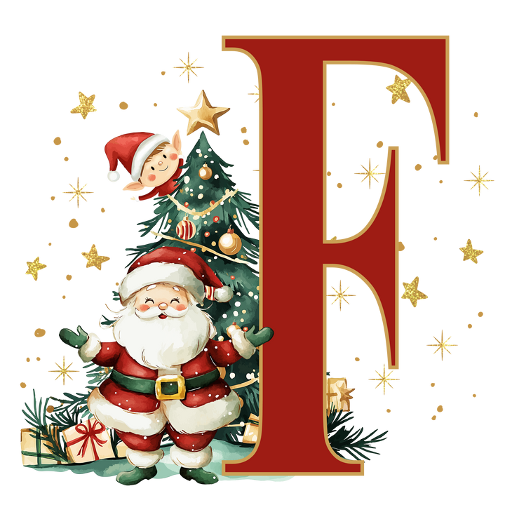 Initial Christmas Drawstring Sack - Santa Claus
