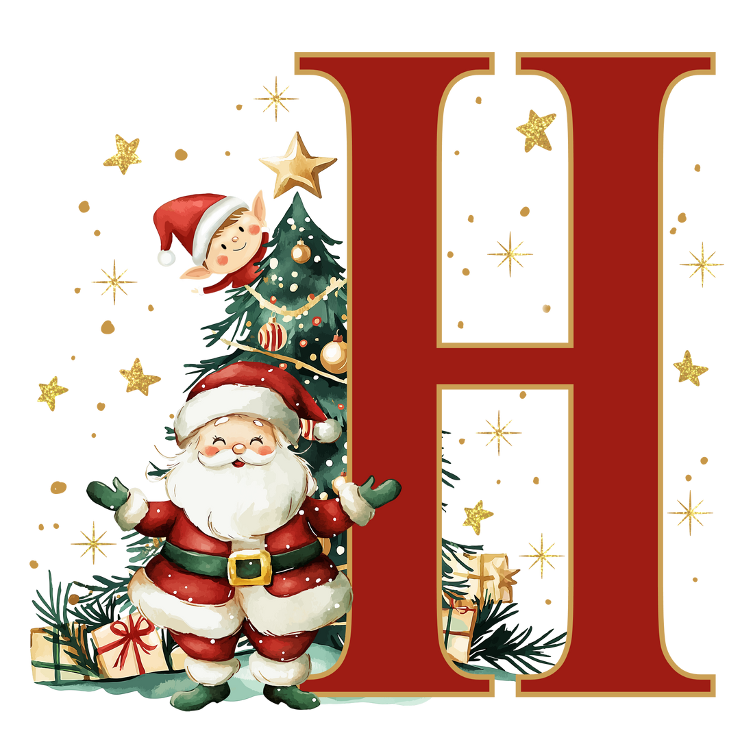 Initial Christmas Drawstring Sack - Santa Claus