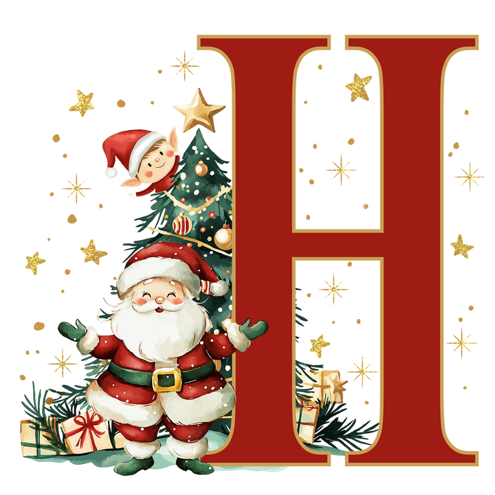 Initial Christmas Drawstring Sack - Santa Claus