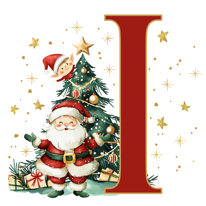Initial Christmas Drawstring Sack - Santa Claus
