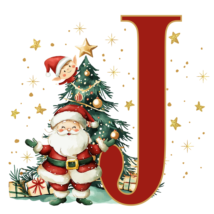 Initial Christmas Drawstring Sack - Santa Claus