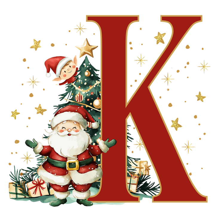 Initial Christmas Drawstring Sack - Santa Claus