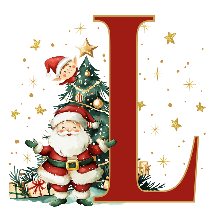 Initial Christmas Drawstring Sack - Santa Claus