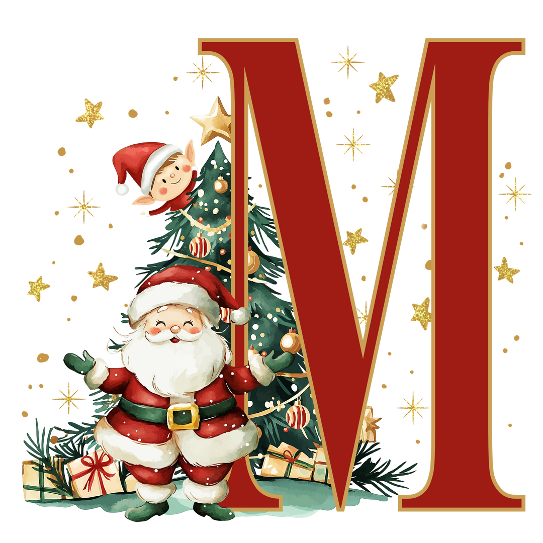 Initial Christmas Drawstring Sack - Santa Claus