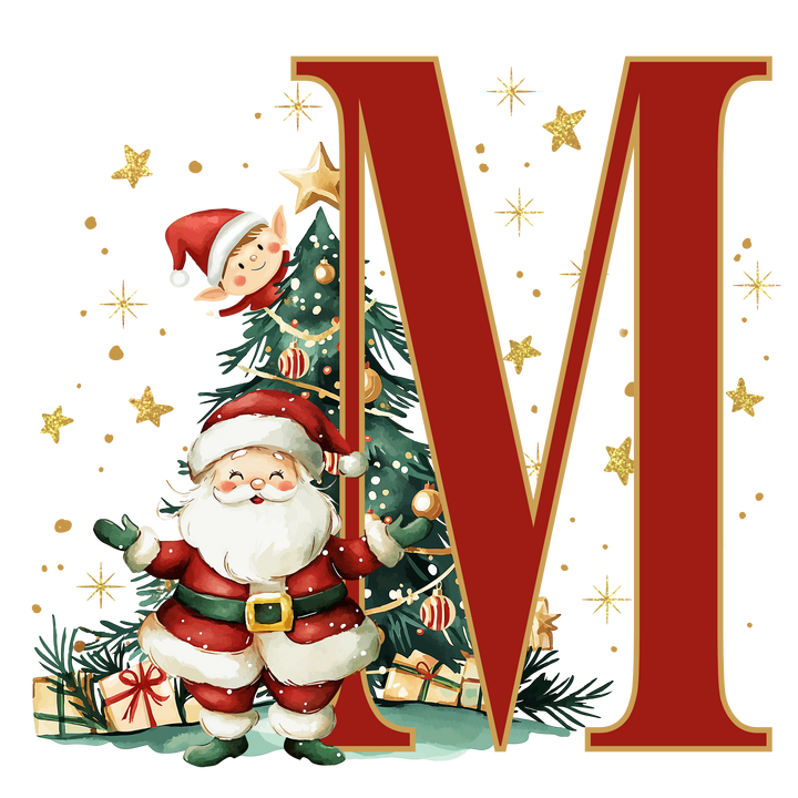 Initial Christmas Drawstring Sack - Santa Claus