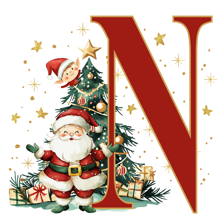 Initial Christmas Drawstring Sack - Santa Claus