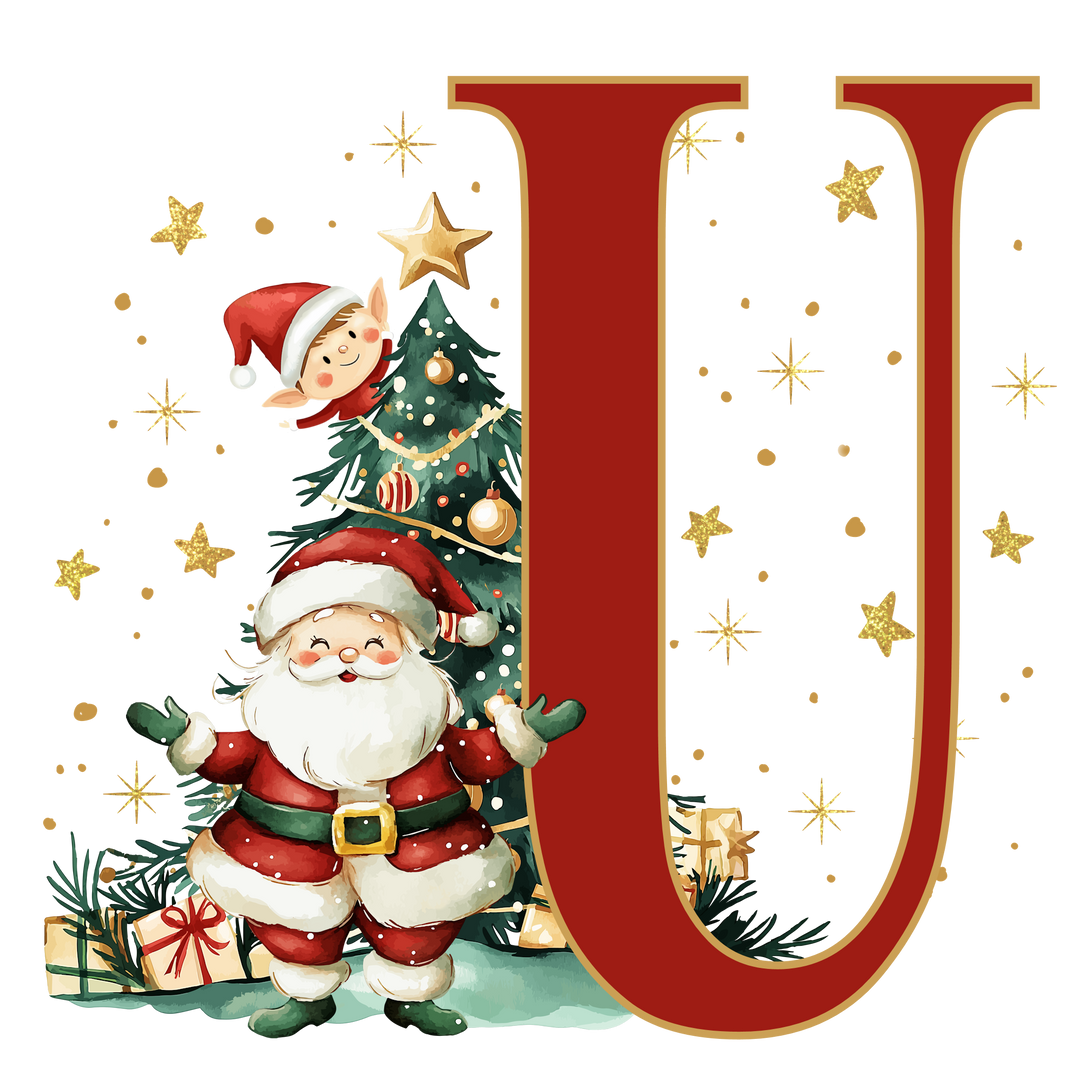 Initial Christmas Drawstring Sack - Santa Claus