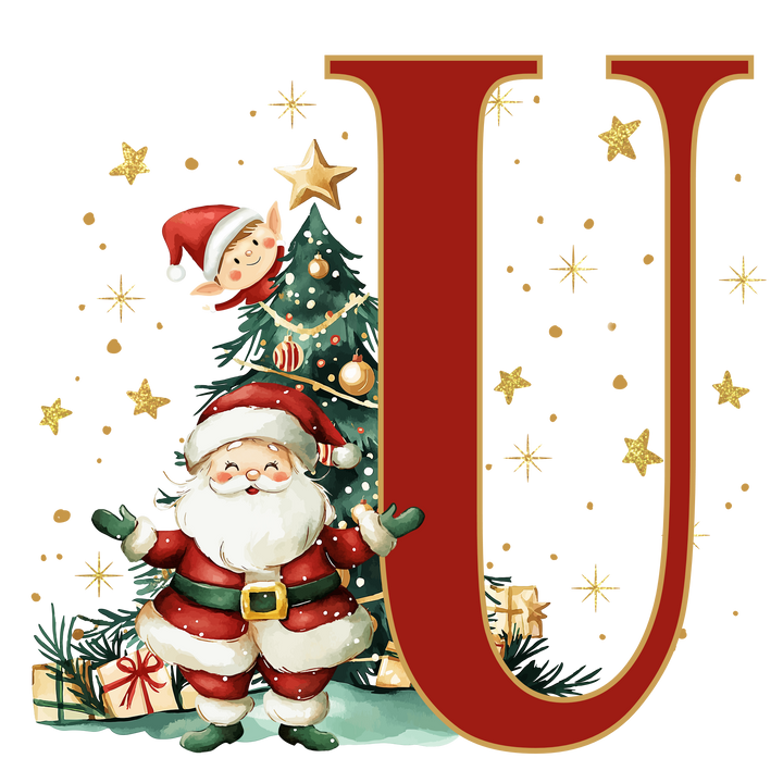 Initial Christmas Drawstring Sack - Santa Claus