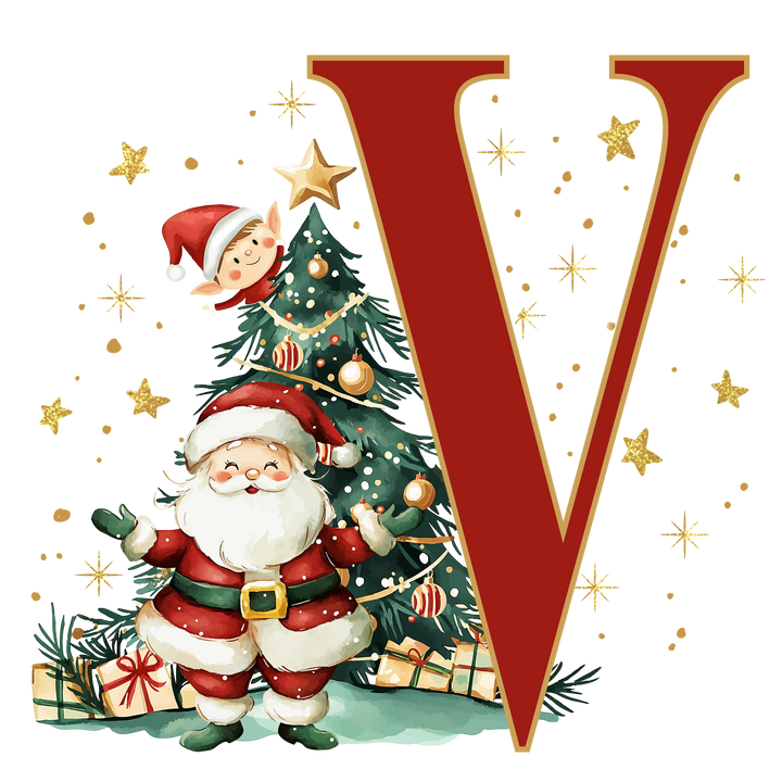 Initial Christmas Drawstring Sack - Santa Claus