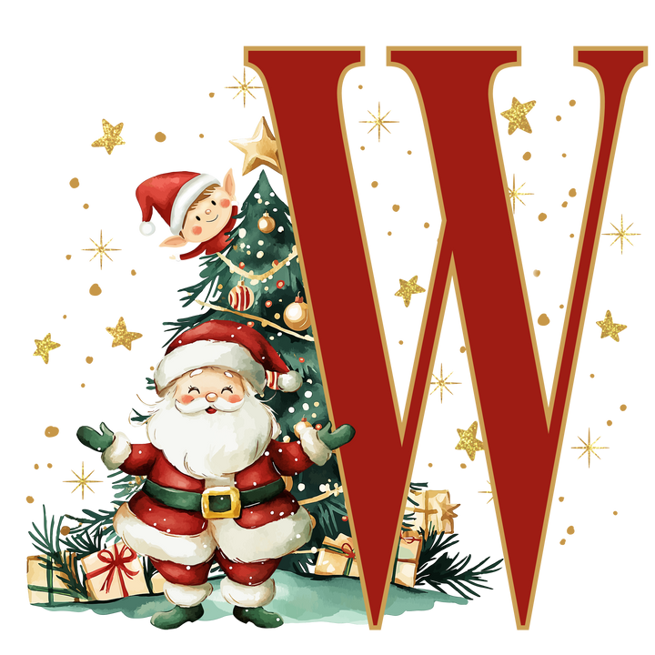 Initial Christmas Drawstring Sack - Santa Claus