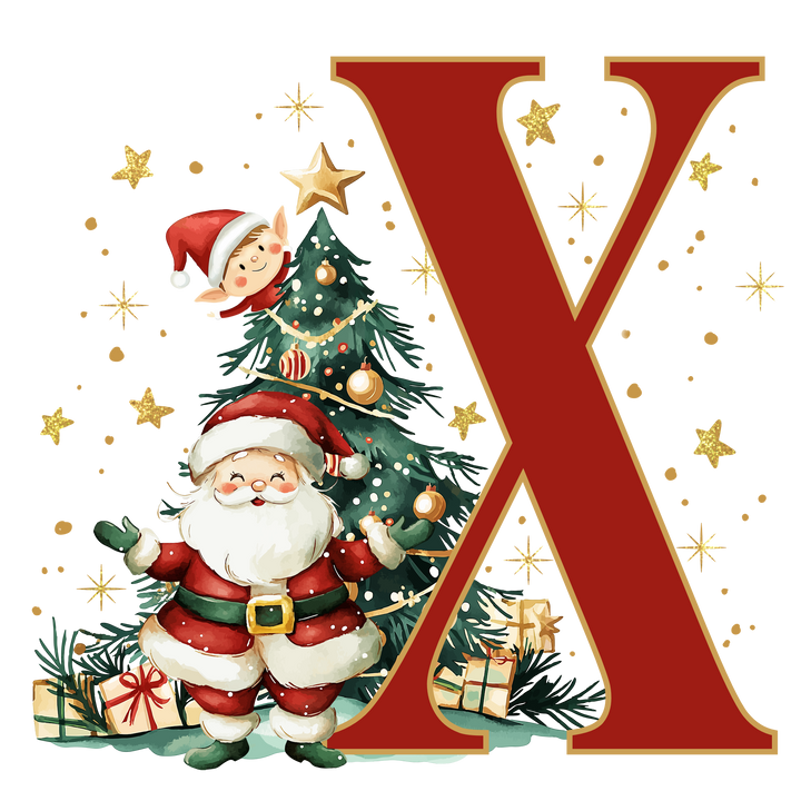 Initial Christmas Drawstring Sack - Santa Claus