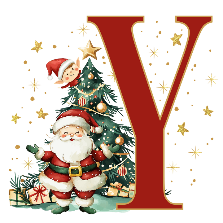Initial Christmas Drawstring Sack - Santa Claus