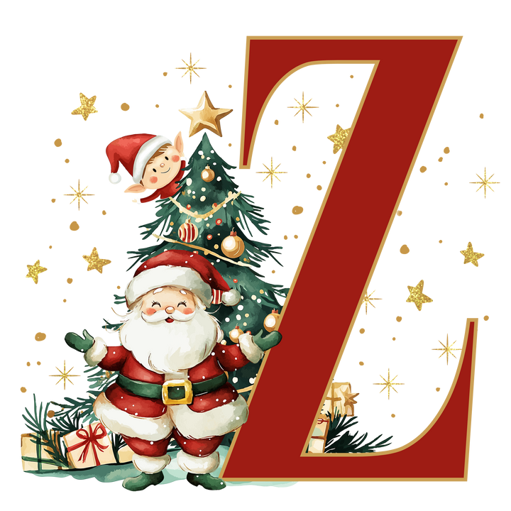 Initial Christmas Drawstring Sack - Santa Claus