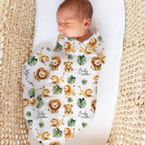 Custom muslin swaddle wrap personalized with baby’s name, soft breathable fabric, 120x120cm size, ideal for newborns.