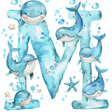 Whale Initial Hooded Towel