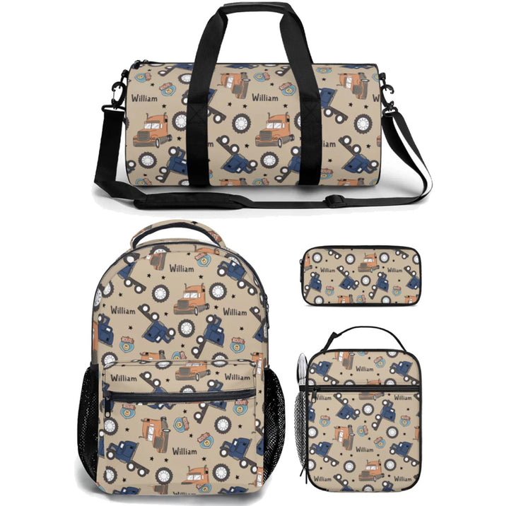 truck backpack lunch bag duffle bag combo