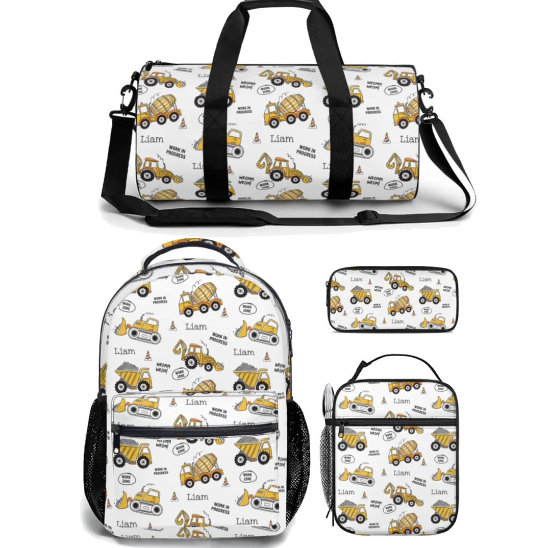 boys construction backpack lunch bag duffle bag combo