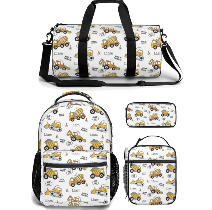 boys construction backpack lunch bag duffle bag combo