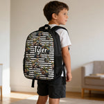 monster trucks and dinosaur kids backpack