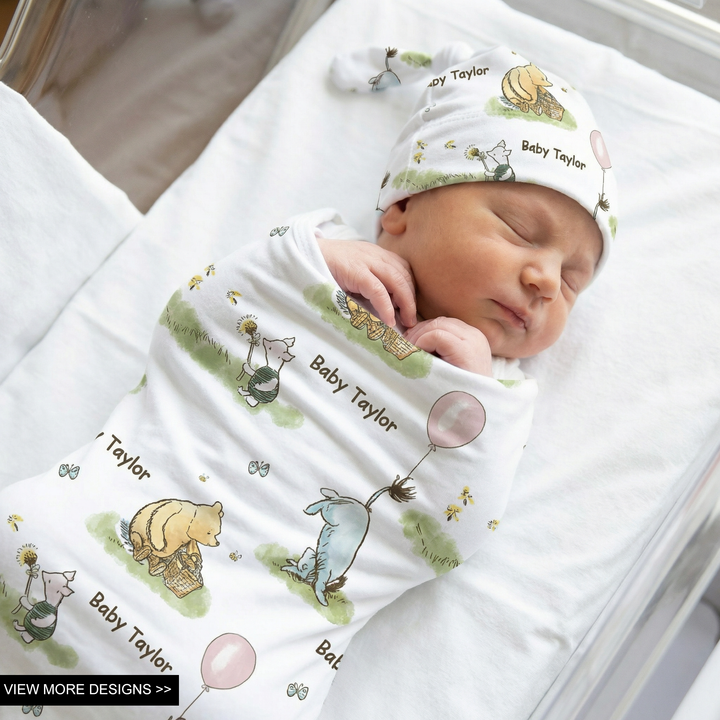 Personalised Swaddle & Beanie Set