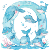 Whale Initial Hooded Towel