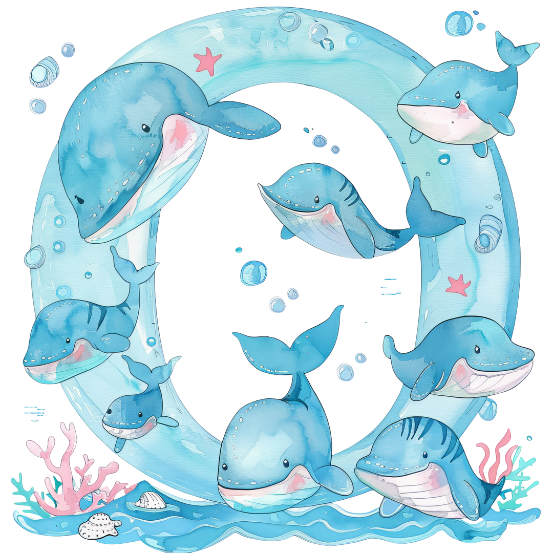 Whale Initial Hooded Towel