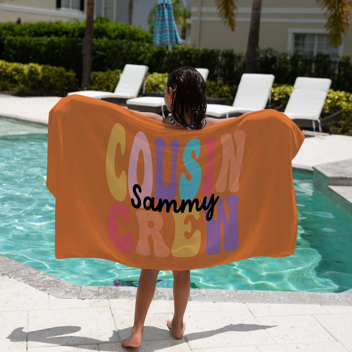 orange cousin crew personalised towel