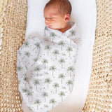 Personalised muslin swaddle wrap with baby name, soft breathable fabric, 120x120cm size, perfect for newborns and cuddles