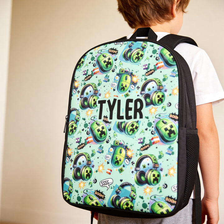 Custom Name Double Pocket School Bag