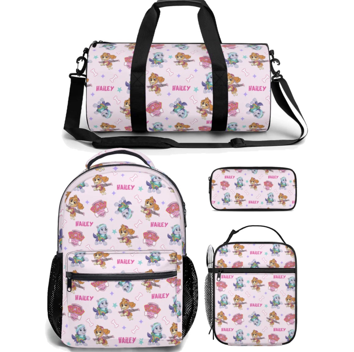 girls paw patrol backpack lunch bag duffle bag combo