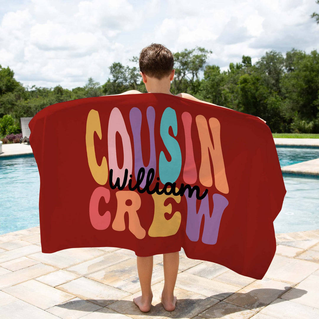 personalised cousin crew towel