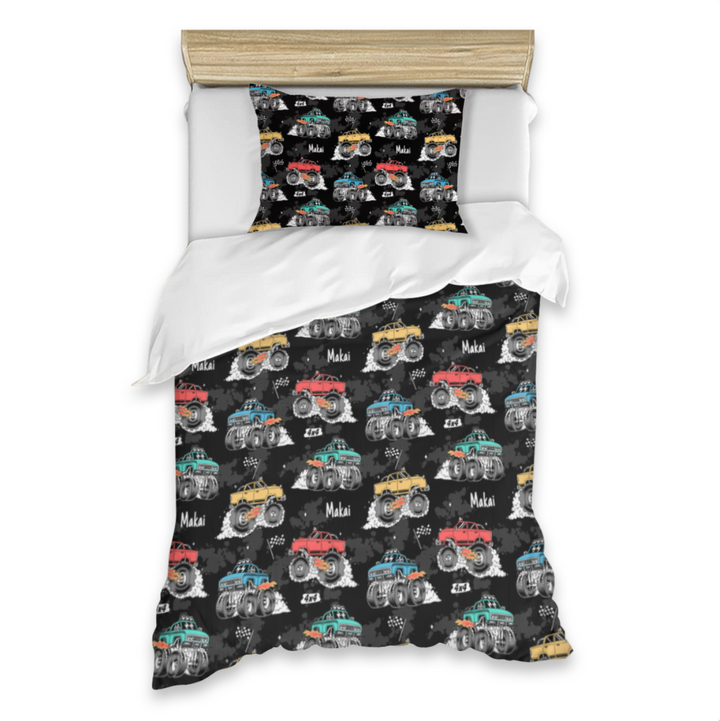 monster trucks kids quilt covers