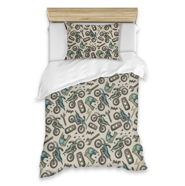 motorbike kids quilt cover