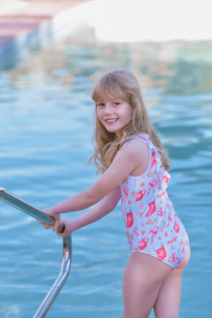 Personalised Kids Christmas One Piece Swimsuits - The Custom Co