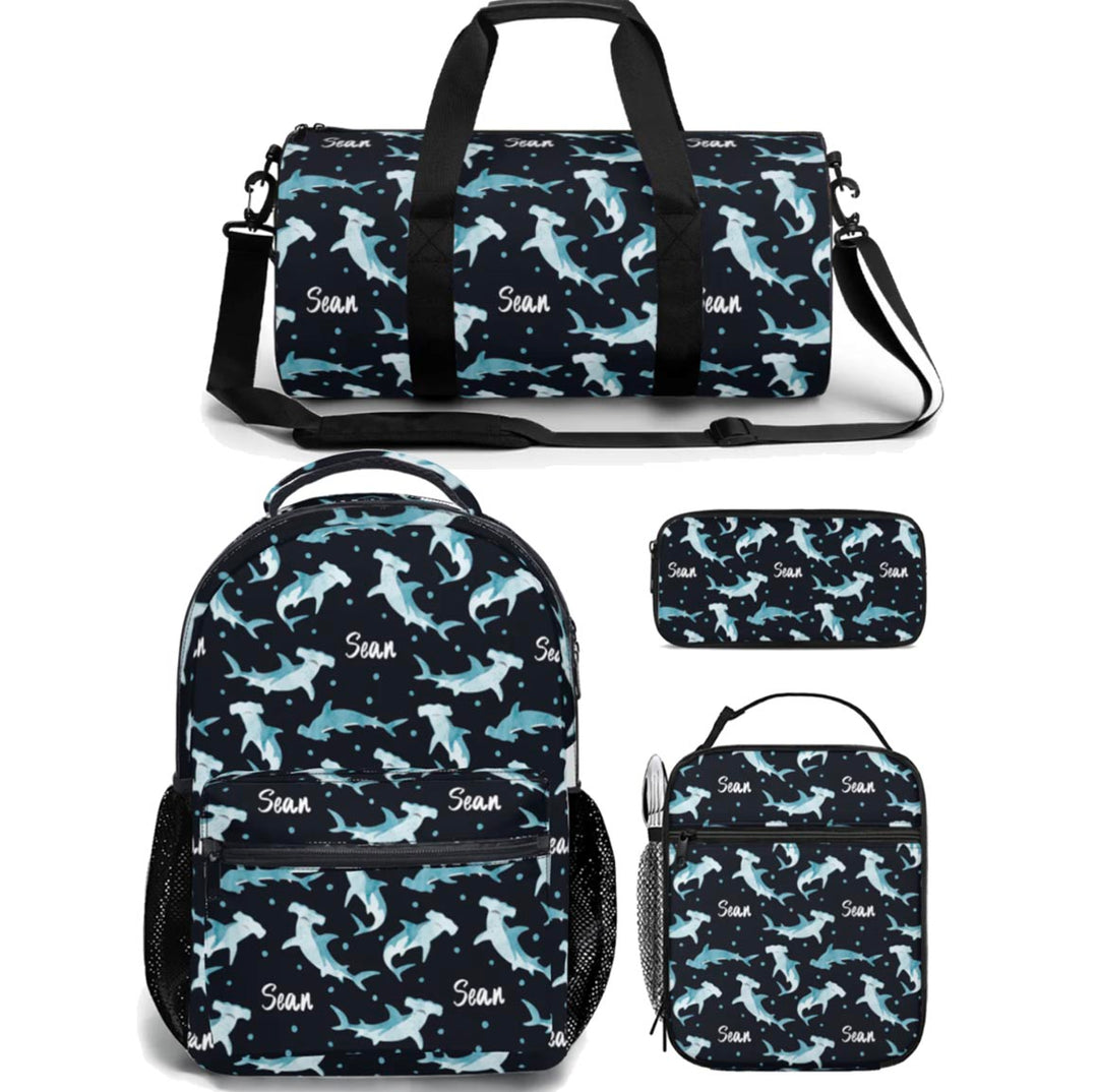 boys shark backpack lunch bag duffle bag combo