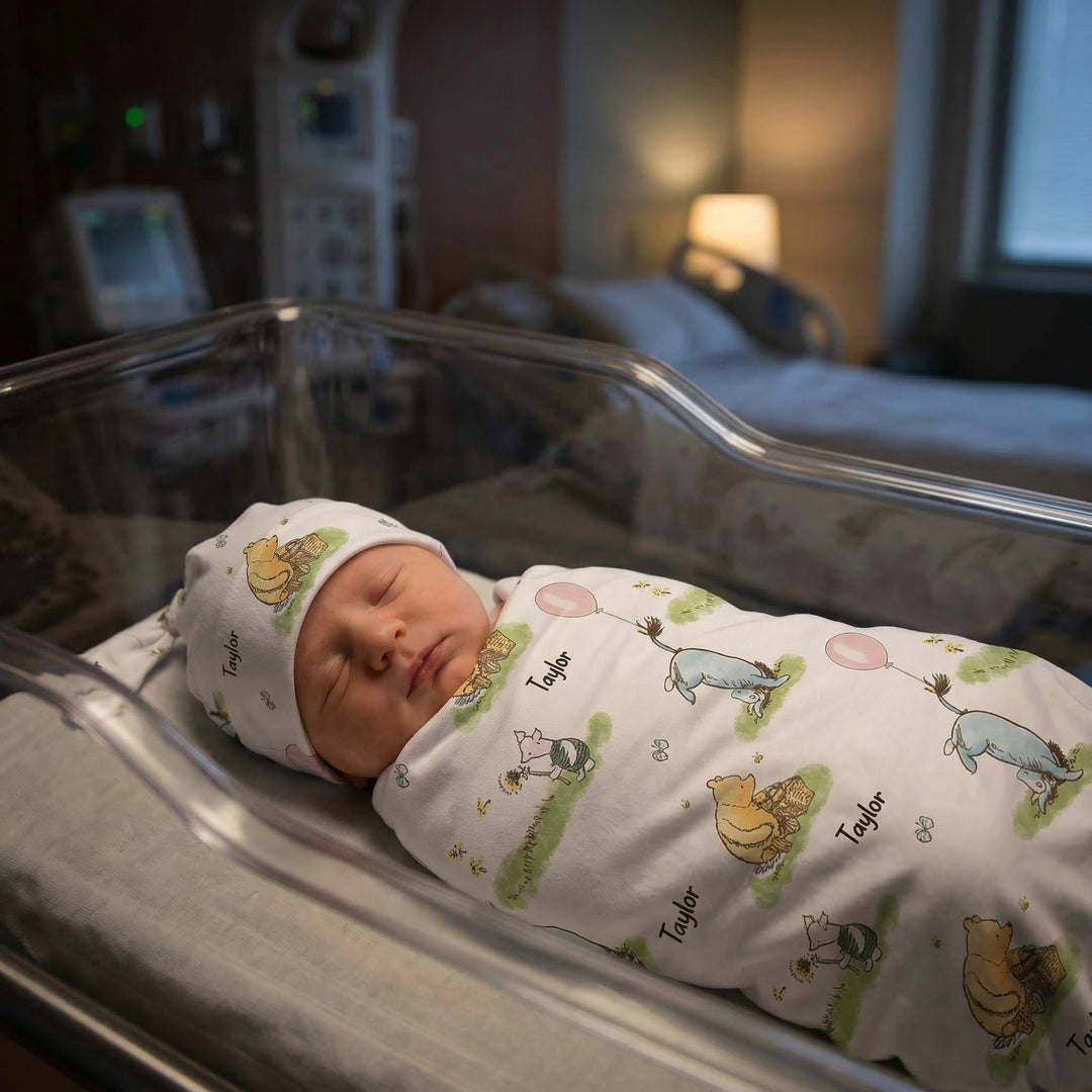 Personalised Swaddle &amp; Beanie Set