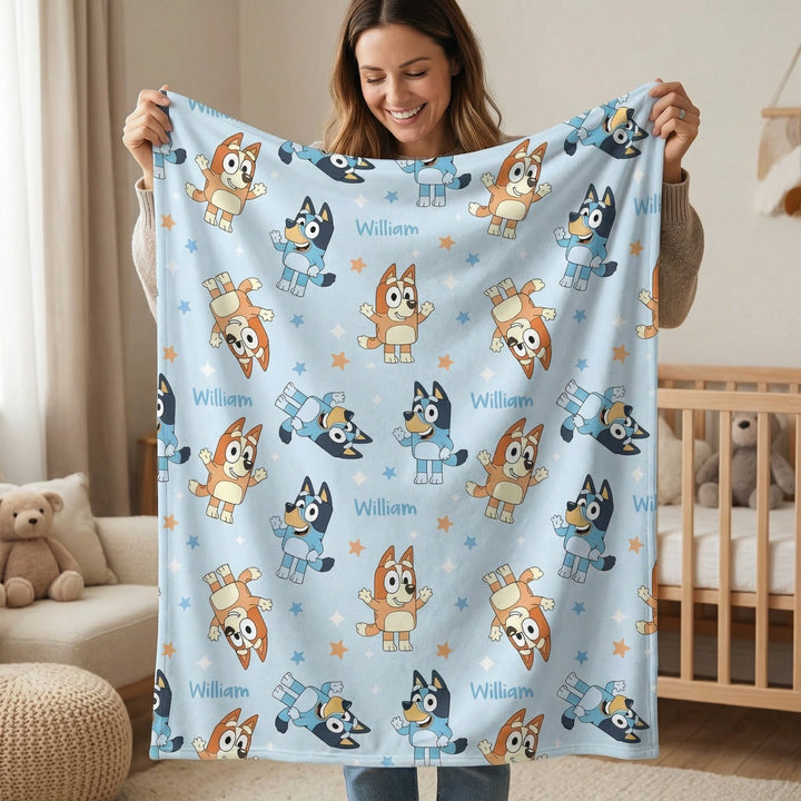 Soft personalised baby blanket with custom edge-to-edge print and stain-resistant fabric for newborns