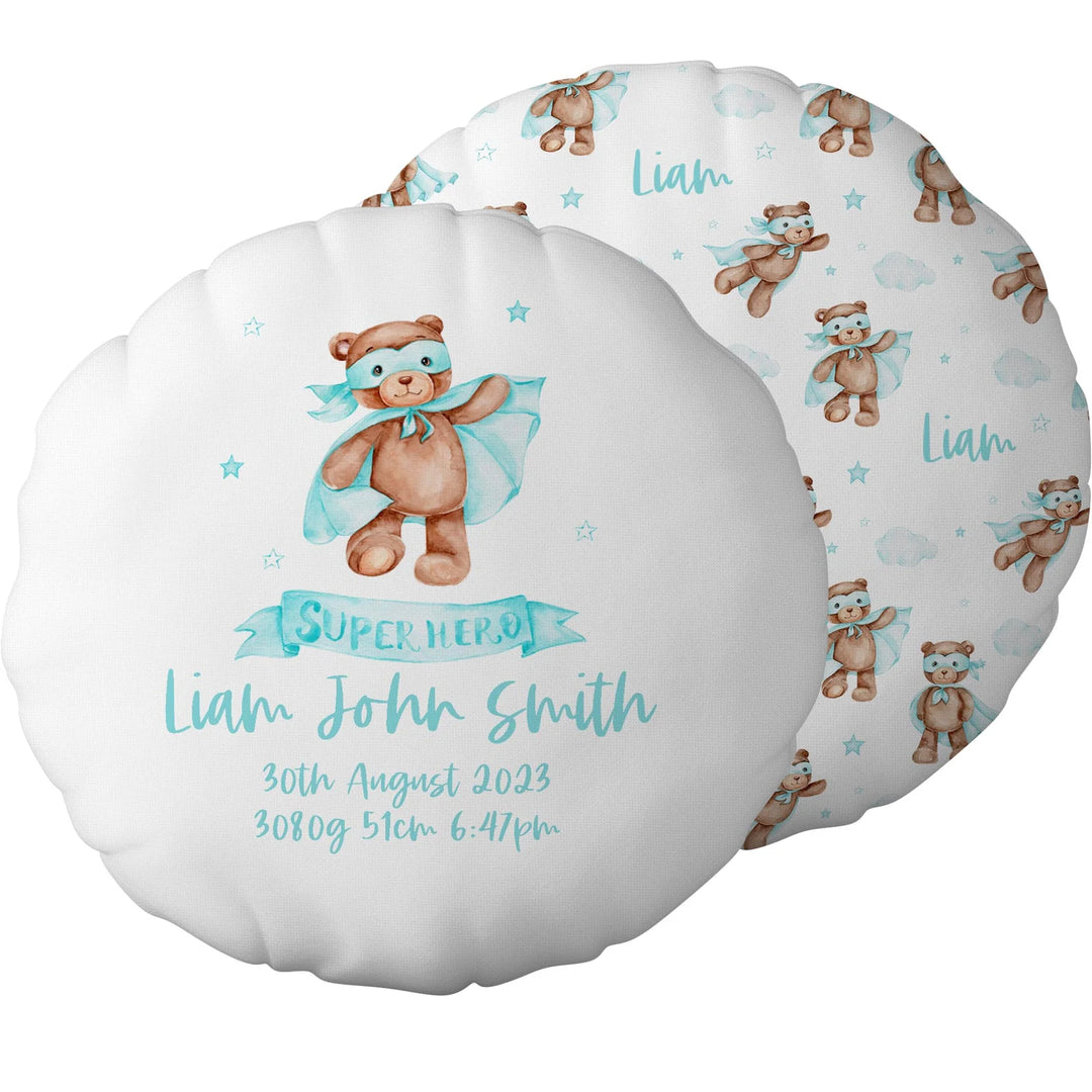 Personalised Birth Detail Cushions (Round) - The Custom Co